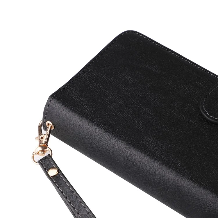 Para Samsung Galaxy A33 5G Zipper Wallet Case Card Slots Leather Phone Cover - Preto