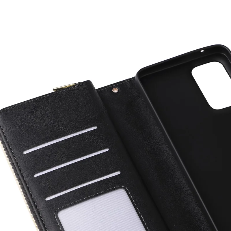 Para Samsung Galaxy A23 4G / M23 5G / A23 5G (Versão Global) Capa Slots para Cartão Capa de Telefone de Couro - Preto
