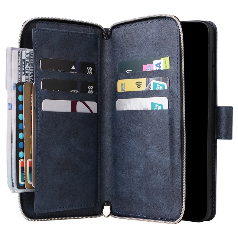 For Samsung Galaxy A23 4G / M23 5G / A23 5G (Global Version) Case Card Slots Leather Phone Cover - Blue