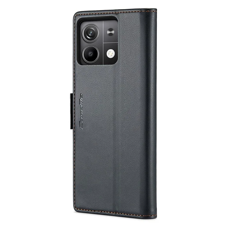CASEME 023 Series para Xiaomi Redmi Note 13 5G Capa de Couro Folio Capa de Telefone RFID Blocking - Preto