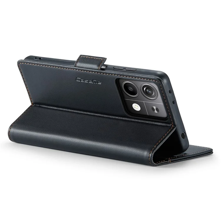 CASEME 023 Series para Xiaomi Redmi Note 13 5G Capa de Couro Folio Capa de Telefone RFID Blocking - Preto