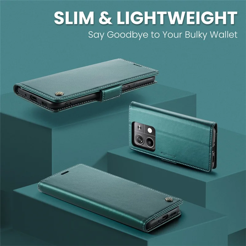 CASEME 023 Series For Xiaomi Redmi Note 13 5G Case Leather Folio Phone Cover RFID Blocking - Green