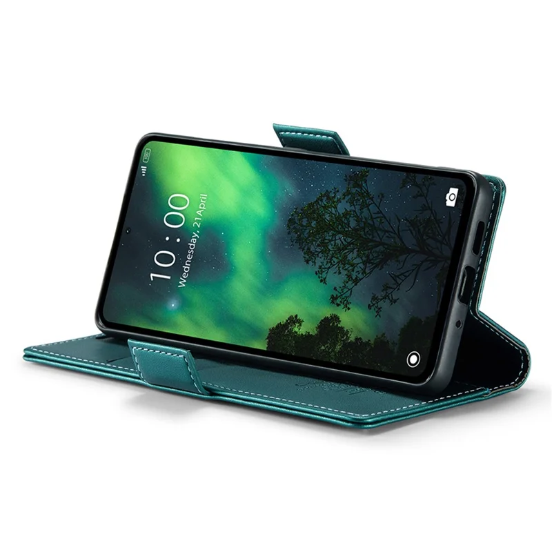 CASEME 023 Series For Xiaomi Redmi Note 13 5G Case Leather Folio Phone Cover RFID Blocking - Green