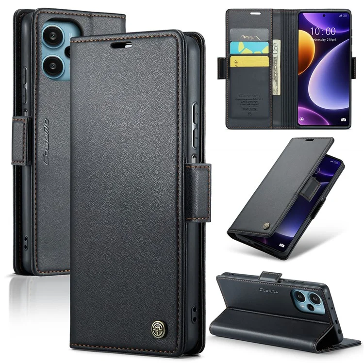 CASEME 023 Series Para Xiaomi Poco F5 5G / Redmi Note 12 Turbo Funda Cartera de Cuero para Teléfono - Negro