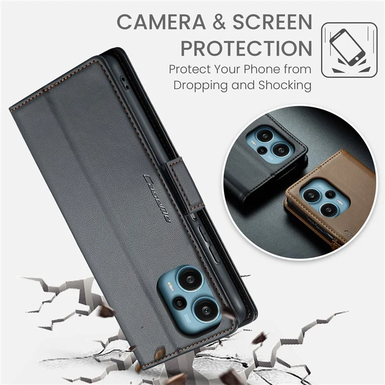 CASEME 023 Series Para Xiaomi Poco F5 5G / Redmi Note 12 Turbo Funda Cartera de Cuero para Teléfono - Negro