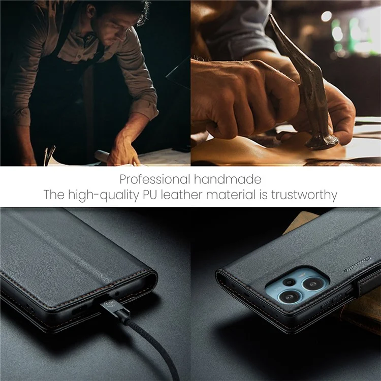 CASEME 023 Series Para Xiaomi Poco F5 5G / Redmi Note 12 Turbo Funda Cartera de Cuero para Teléfono - Negro