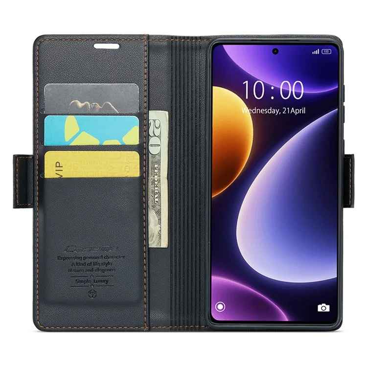 CASEME 023 Series Para Xiaomi Poco F5 5G / Redmi Note 12 Turbo Funda Cartera de Cuero para Teléfono - Negro