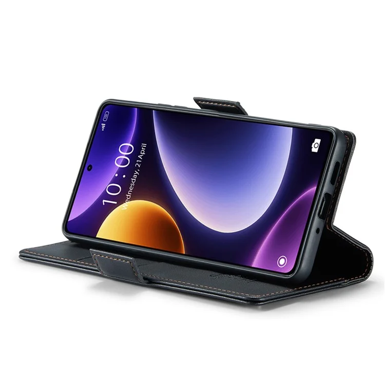 CASEME 023 Series Para Xiaomi Poco F5 5G / Redmi Note 12 Turbo Funda Cartera de Cuero para Teléfono - Negro