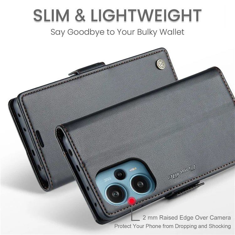 CASEME 023 Series Para Xiaomi Poco F5 5G / Redmi Note 12 Turbo Funda Cartera de Cuero para Teléfono - Negro