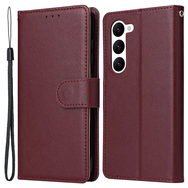 Per Samsung Galaxy S23 Wallet Case 3 Slot per Carte Slim-Fit Custodia in Pelle PU Stand per Telefono - Rosso Vino