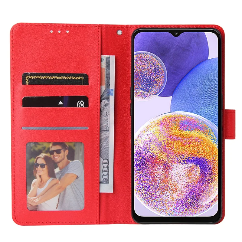 For Samsung Galaxy A23 4G / A23 5G (Global Version) / F23 5G / M23 5G / M13 4G Phone Case PU Leather Cover - Red