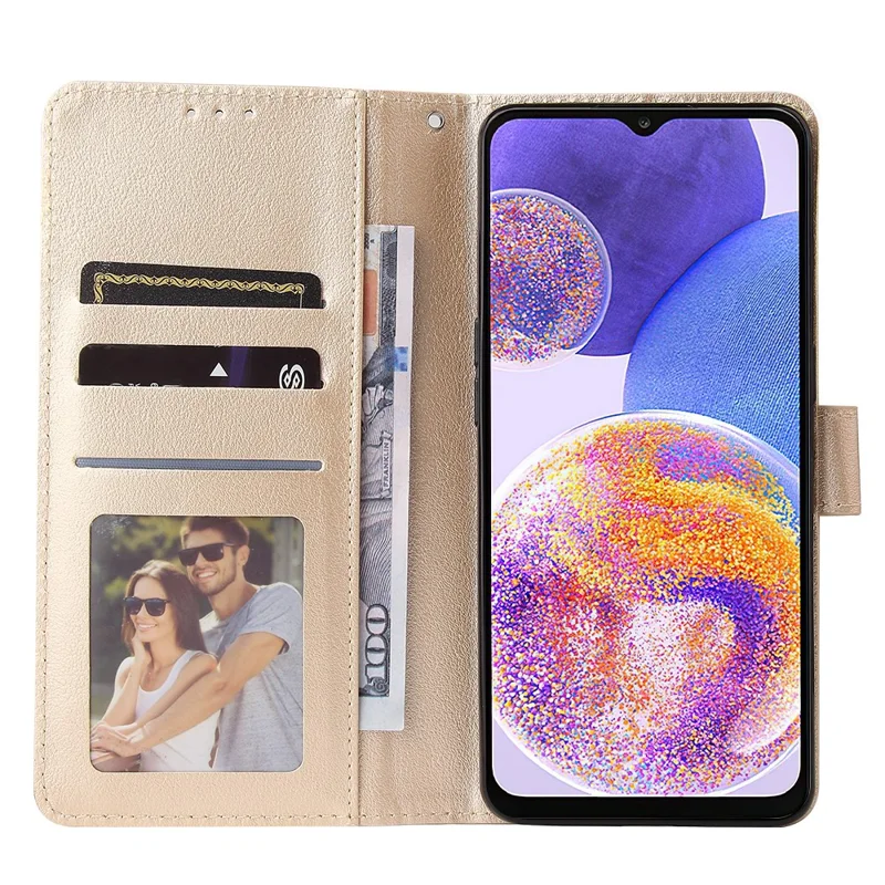 Para el Samsung Galaxy A23 4G / A23 5G (Versión Global) / F23 5G / M23 5G / M13 4G Funda de Teléfono Cubierta de Cuero de PU - Oro
