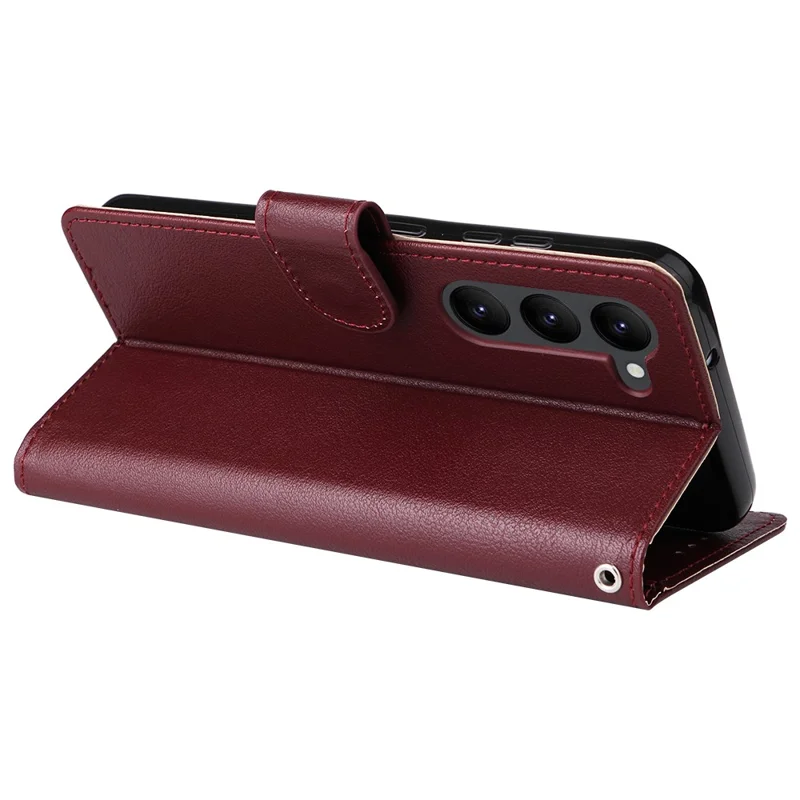 For Samsung Galaxy S23+ Case 3 Card Slots Wallet PU Leather Phone Cover - Wine Red