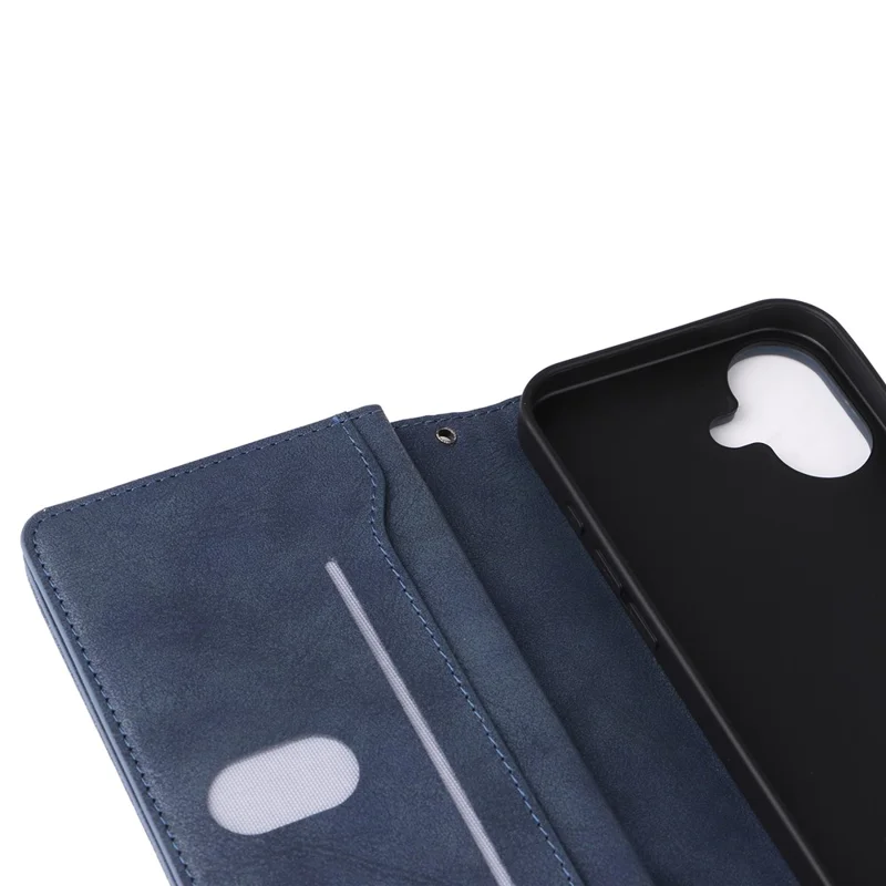 For iPhone 16 Plus Shockproof Case Rivet Decor PU Leather Zipper Wallet Phone Cover - Blue