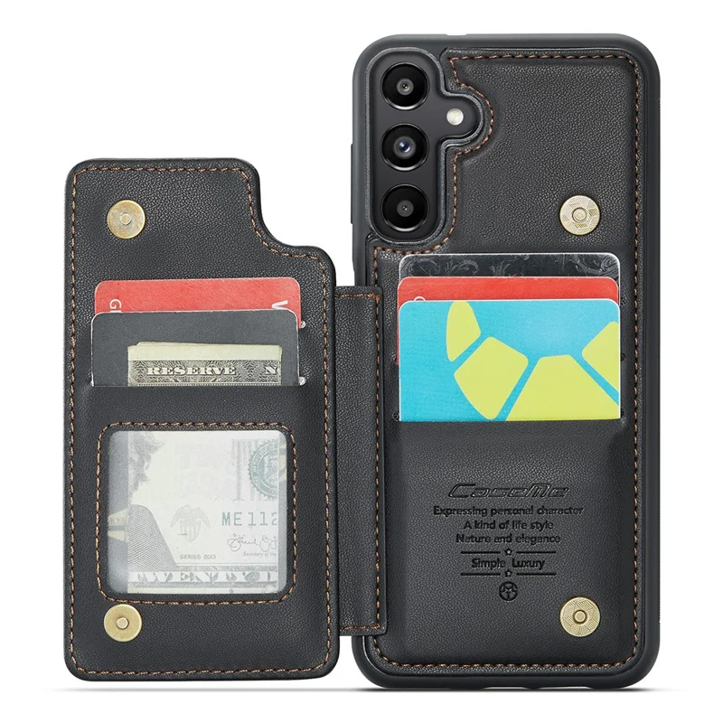 Чехол CASEME C22 Series для Samsung Galaxy A55 5G с блокировкой RFID, 5 слотами для карт и подставкой - черный
