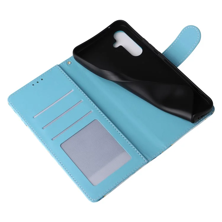 For Samsung Galaxy A24 4G (162.1 X 77.6 X 8.3mm) Case Marble Design Leather Flip Phone Cover - Blue