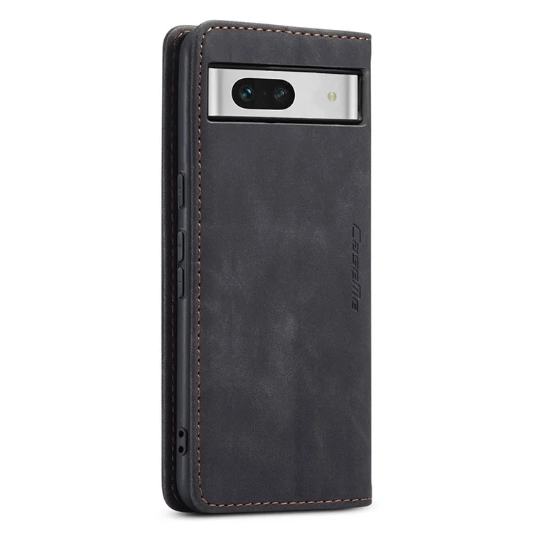CASEME 013 Serie Für Google Pixel 7a Hülle Kartenhalter Ständer Ledertelefon Abdeckung - Schwarz