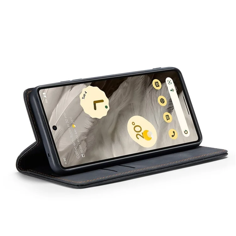 CASEME 013 Serie Für Google Pixel 7a Hülle Kartenhalter Ständer Ledertelefon Abdeckung - Schwarz