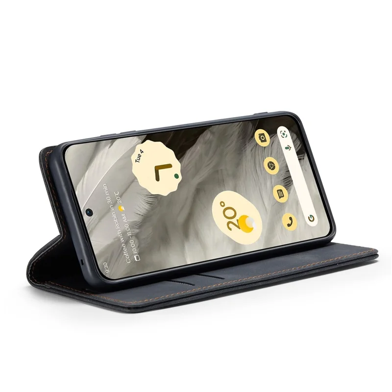 CASEME 013 Series For Google Pixel 8 Case Magnetic PU Leather Phone Cover with Stand - Black