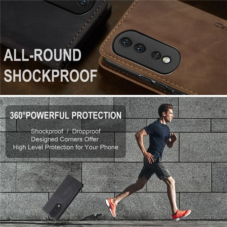 Funda CASEME 013 Series For Honor 80 5G Anticortes Soporte de cuero Funda de teléfono con ranura para tarjeta - Negro