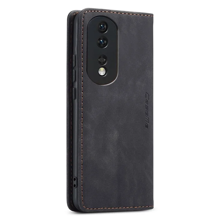 Funda CASEME 013 Series For Honor 80 5G Anticortes Soporte de cuero Funda de teléfono con ranura para tarjeta - Negro