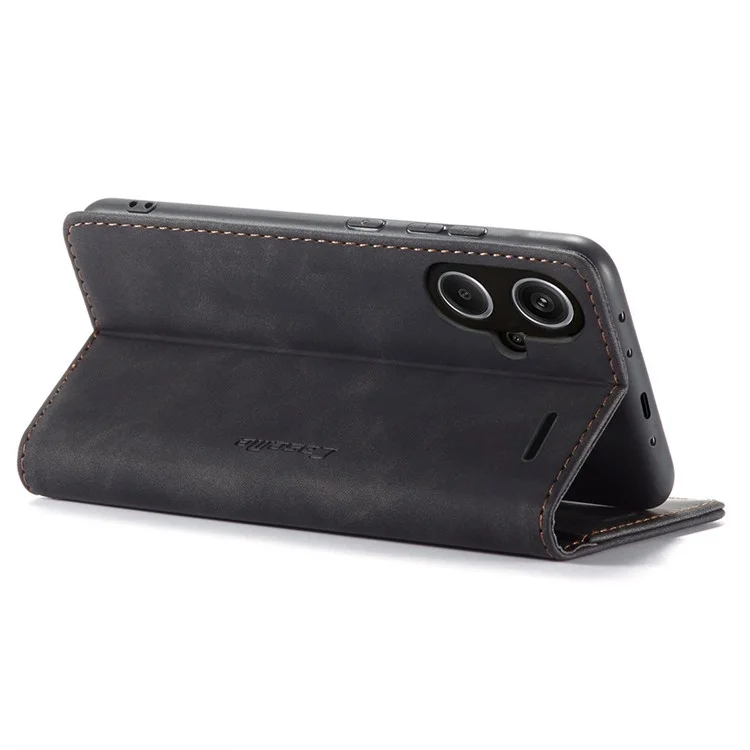 CASEME 013 Serie für Xiaomi Redmi Note 13 Pro+ 5G Hülle Brieftasche Ständer Flip Ledertelefonhülle - Schwarz