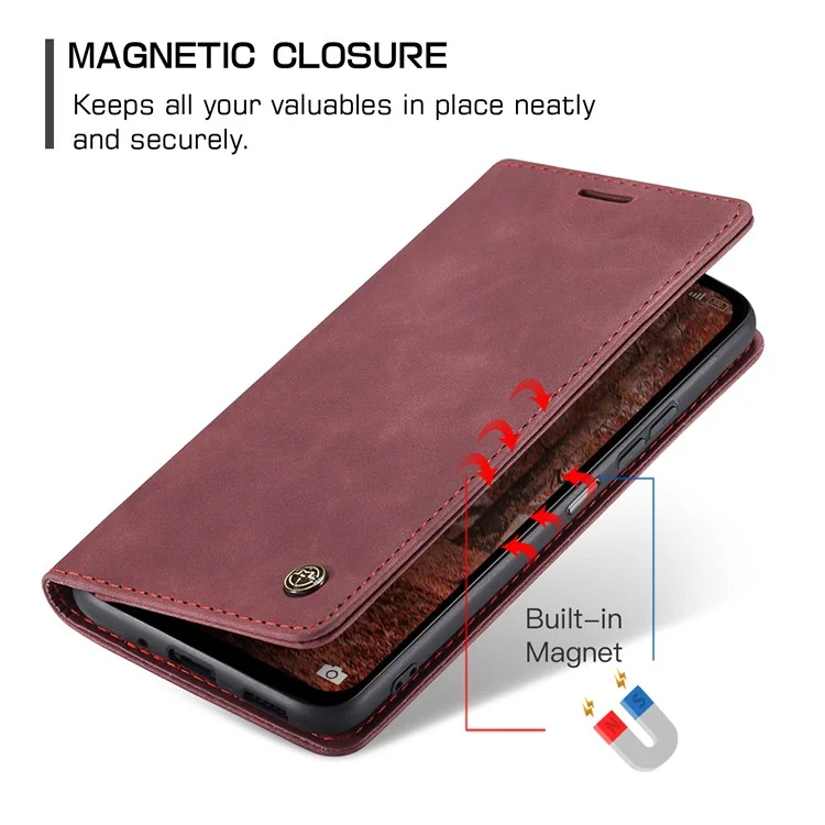CASEME 013 Série Para Xiaomi Redmi Note 13 5G Capa com Suporte Resistente a Choques e Couro - Vermelho