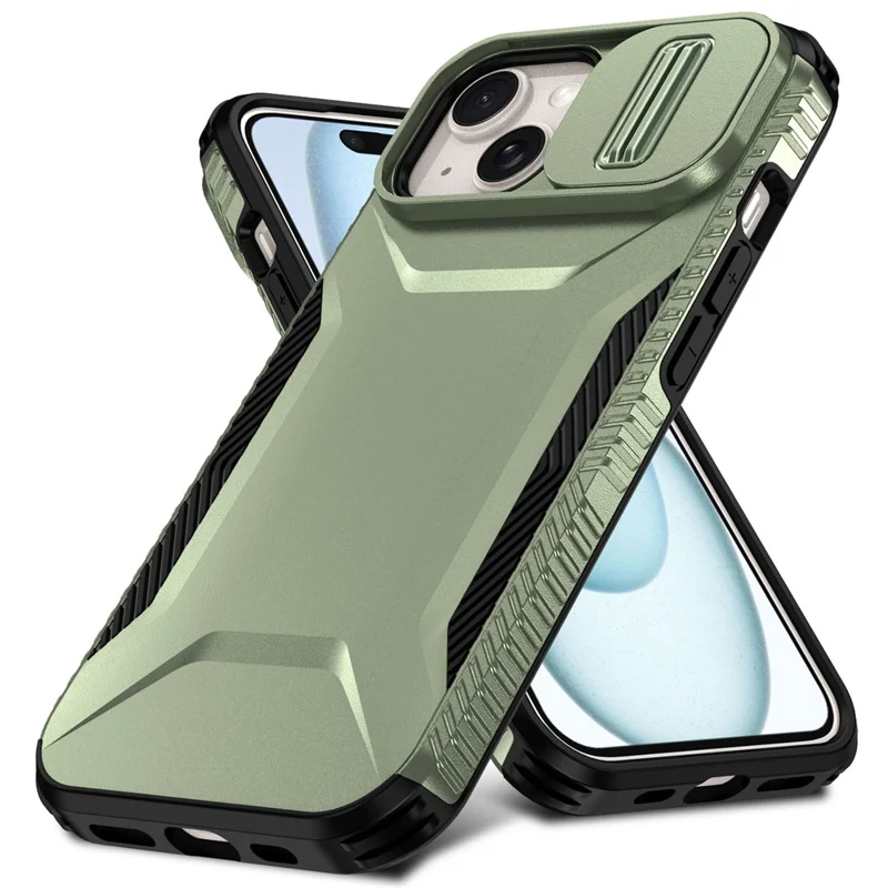 For iPhone 15 Case TPU+PC Phone Cover Upgraded Lens Protection - Green