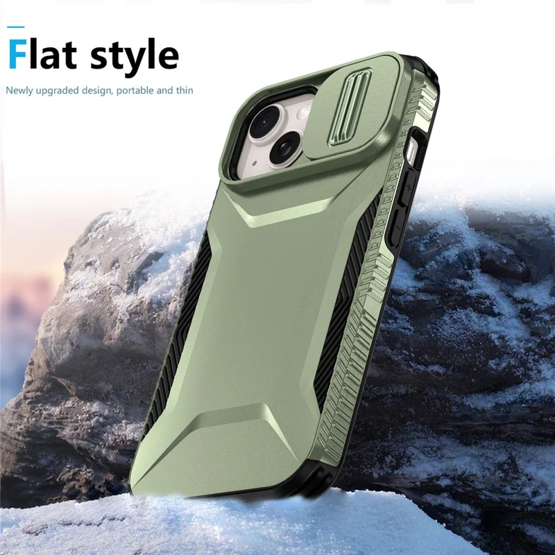 For iPhone 15 Case TPU+PC Phone Cover Upgraded Lens Protection - Green