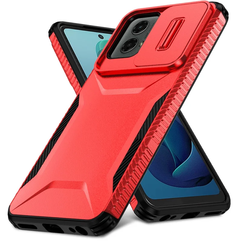 Para Motorola Moto G 5G (2024) / Moto G Play (2024) 4G Capa de Telefone Celular com Protetor de Câmera TPU+PC - Vermelho