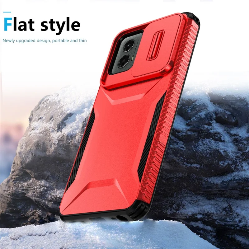 Para Motorola Moto G 5G (2024) / Moto G Play (2024) 4G Capa de Telefone Celular com Protetor de Câmera TPU+PC - Vermelho