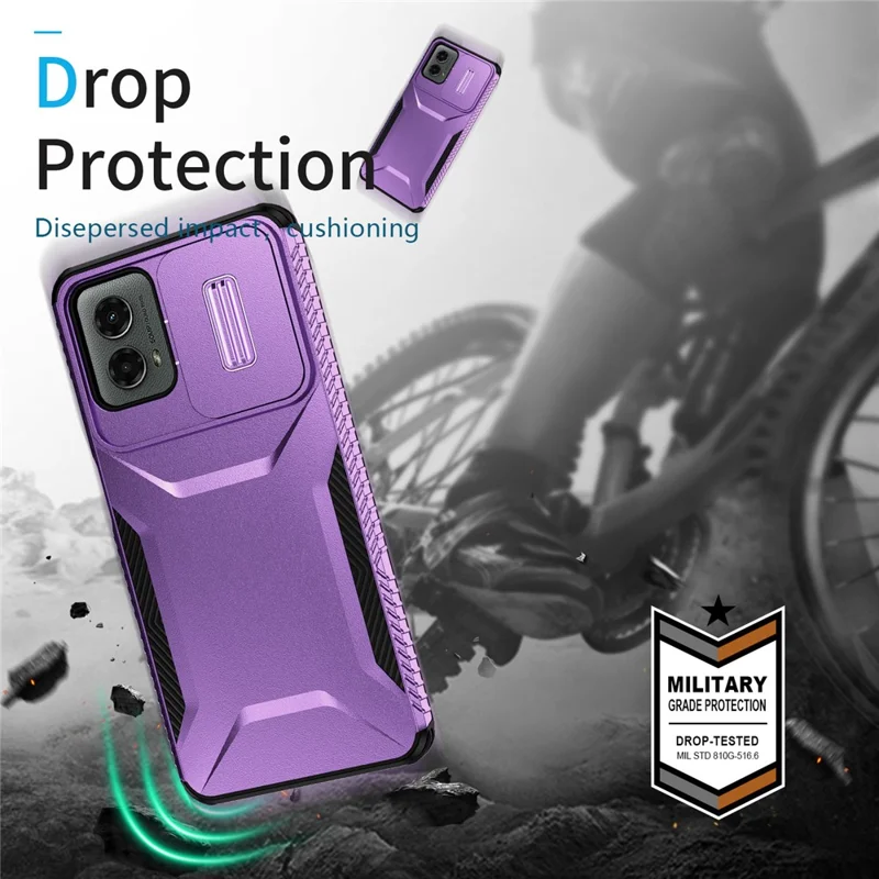 Pour Motorola Moto G 5G (2024) / Moto G Play (2024) 4G Étui TPU+PC Housse de téléphone avec Camshield - Violet