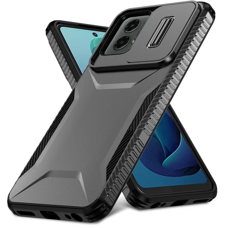 Para Motorola Moto G 5G (2024) / Moto G Play (2024) 4G Funda Carcasa de Teléfono con TPU+PC con Tapa Deslizante para la Cámara - Negro