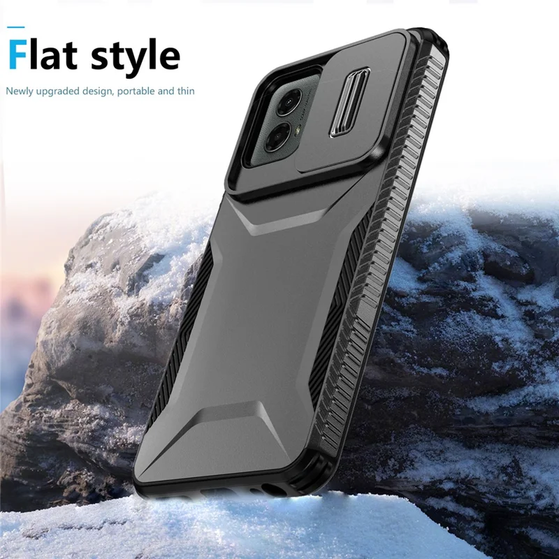 Para Motorola Moto G 5G (2024) / Moto G Play (2024) 4G Funda Carcasa de Teléfono con TPU+PC con Tapa Deslizante para la Cámara - Negro