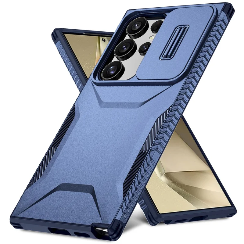 For Samsung Galaxy S24 Ultra Case Camshield TPU+PC Protective Phone Cover - Blue