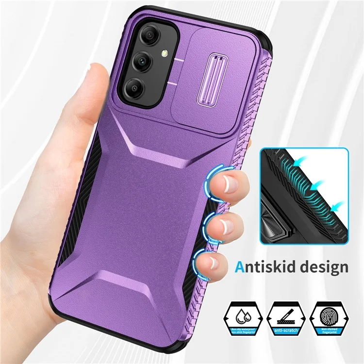 Для Samsung Galaxy A14 5G чехол противоударный TPU+PC чехол для телефона с крышкой камеры - пурпурный
