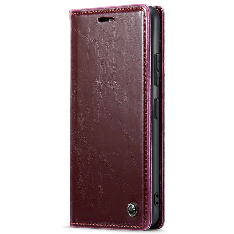 CASEME 003 Series For Xiaomi Redmi Note 13 Pro 4G / Poco M6 Pro 4G Case Wallet Waxy Leather Phone Cover - Wine Red