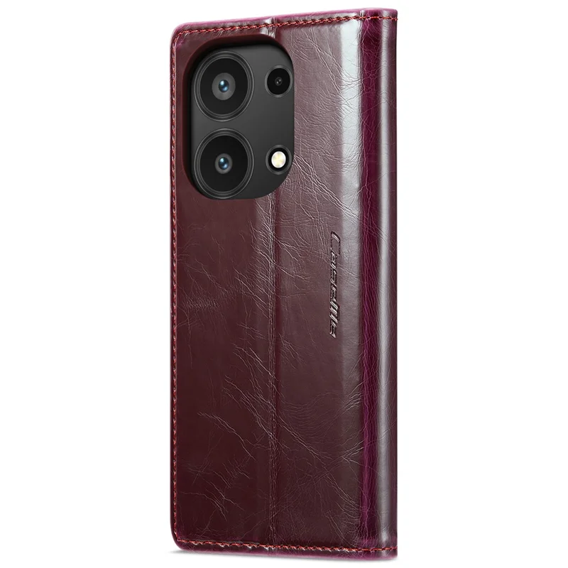 CASEME 003 Series For Xiaomi Redmi Note 13 Pro 4G / Poco M6 Pro 4G Case Wallet Waxy Leather Phone Cover - Wine Red