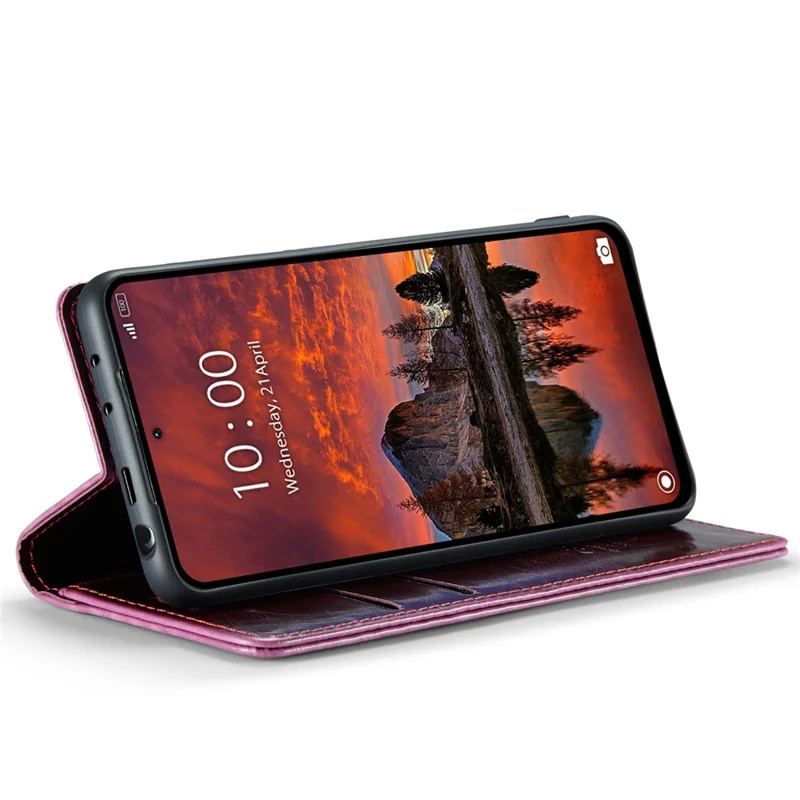 CASEME 003 Series For Xiaomi Redmi Note 13 Pro 4G / Poco M6 Pro 4G Case Wallet Waxy Leather Phone Cover - Wine Red
