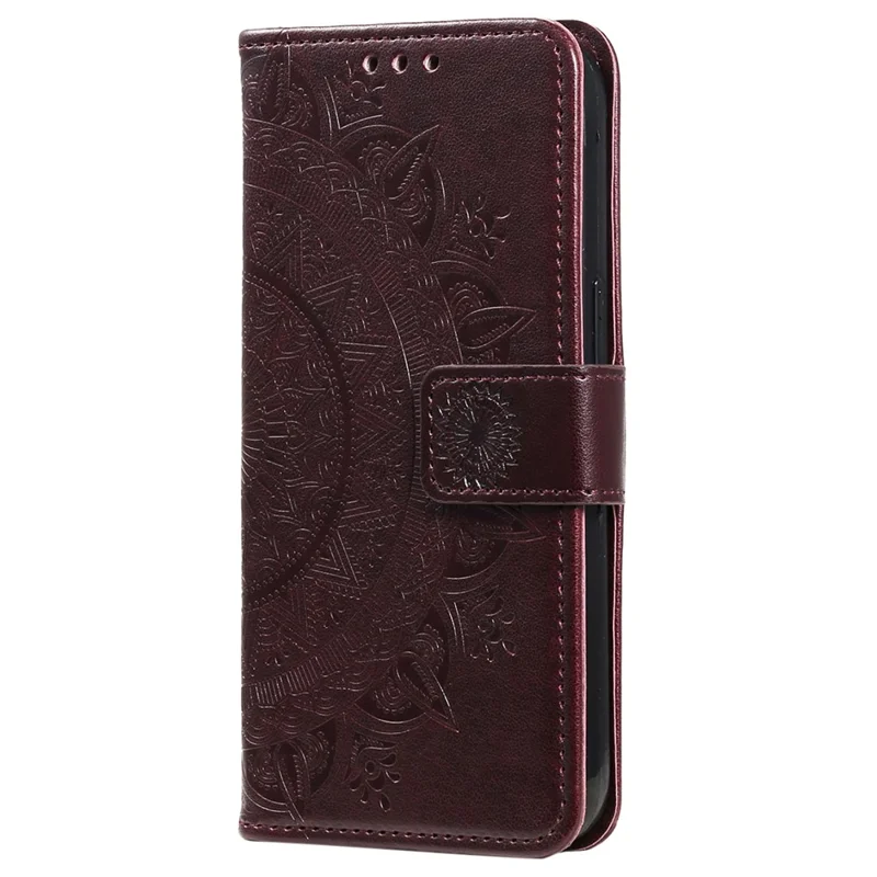 Para el caso Xiaomi Poco F6 5G / Redmi Turbo 3 5G Impreso Totem Funda de Teléfono de Cuero PU - Marrón
