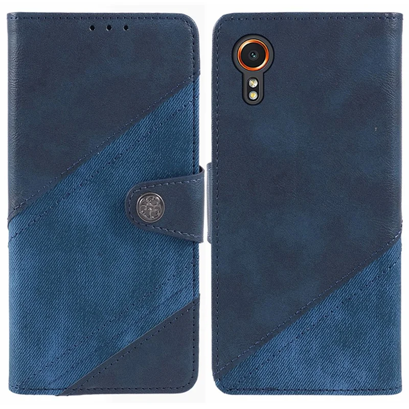 Para Samsung Galaxy Xcover7 Funda Carcasa de Teléfono de Cuero de PU con Textura de Piel de Caballo Loca - Azul Oscuro