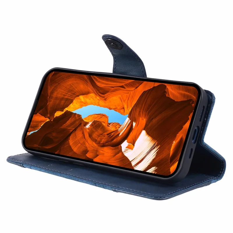 Para Samsung Galaxy Xcover7 Funda Carcasa de Teléfono de Cuero de PU con Textura de Piel de Caballo Loca - Azul Oscuro