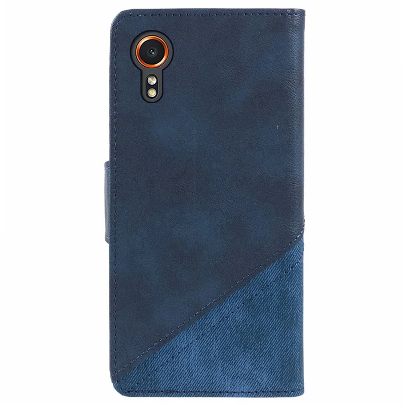 Para Samsung Galaxy Xcover7 Funda Carcasa de Teléfono de Cuero de PU con Textura de Piel de Caballo Loca - Azul Oscuro