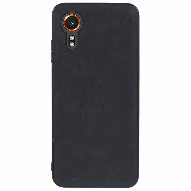 For Samsung Galaxy Xcover7 Case Solid Color PU Leather+PC+TPU Retro Phone Cover - Black