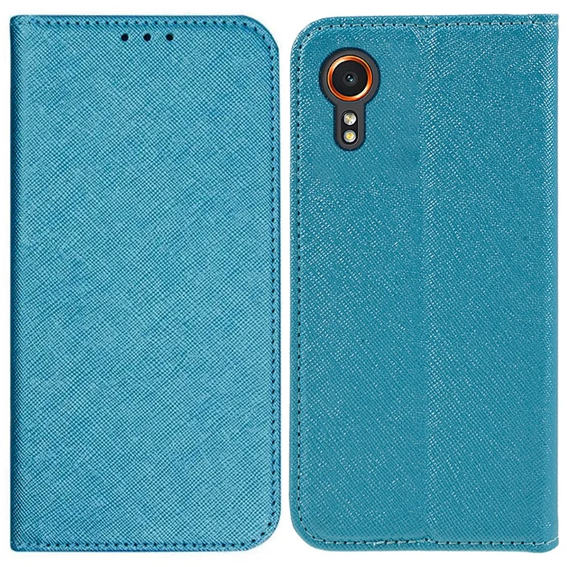 Für Samsung Galaxy Xcover7 Standfallabdeckung Cross-Textur Leder Flip Telefonhülle - Himmelblau