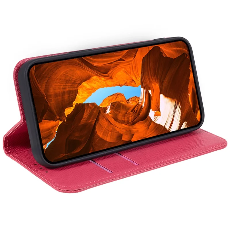 For Samsung Galaxy Xcover7 Stand Case Cross Texture Leather Flip Phone Cover - Pink