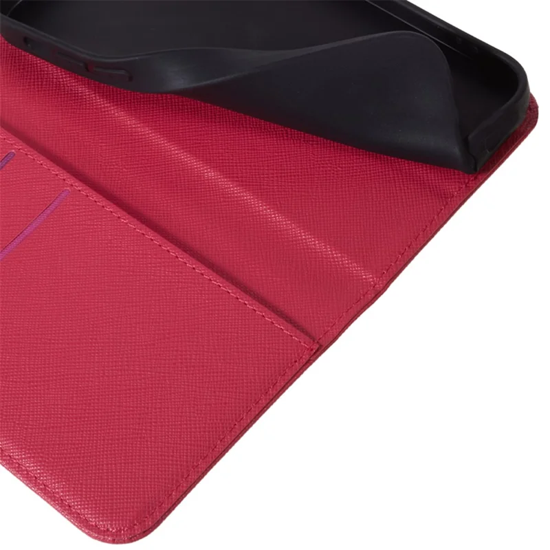 For Samsung Galaxy Xcover7 Stand Case Cross Texture Leather Flip Phone Cover - Pink