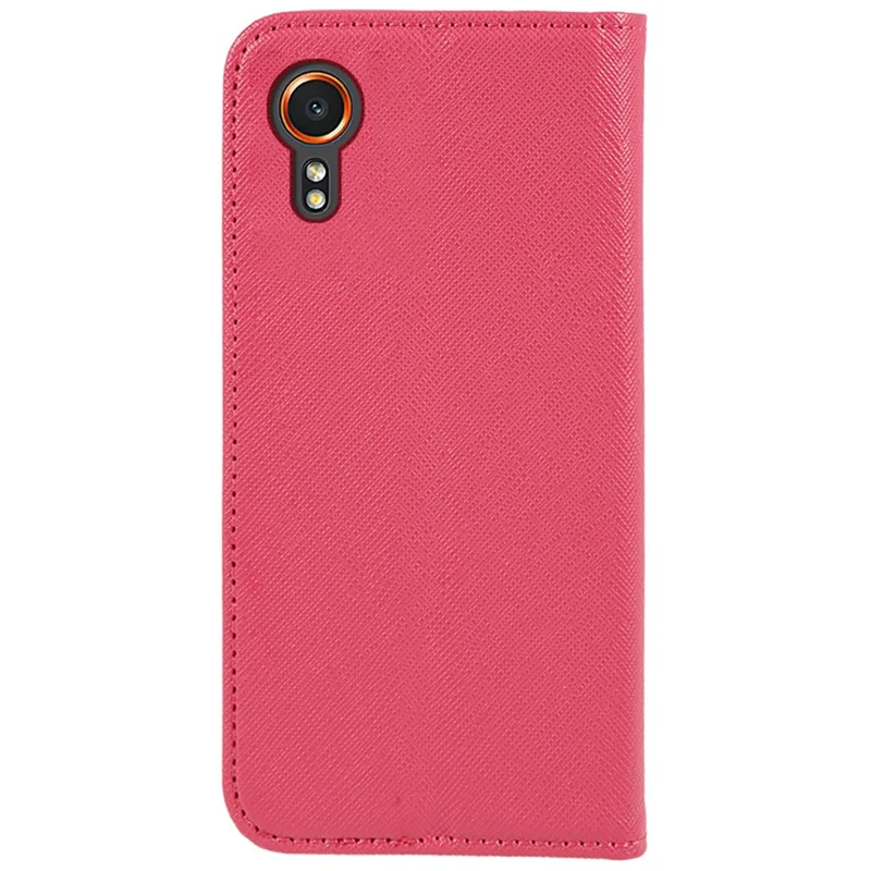 For Samsung Galaxy Xcover7 Stand Case Cross Texture Leather Flip Phone Cover - Pink
