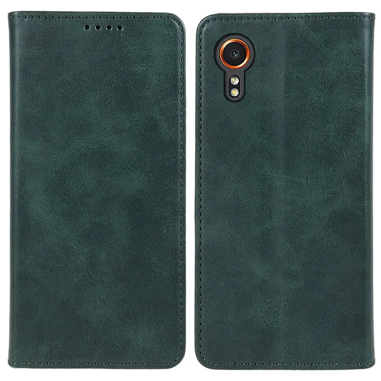Per Samsung Galaxy Xcover7 Case Stand Strong Magnetic Leather Phone Cover - Verde