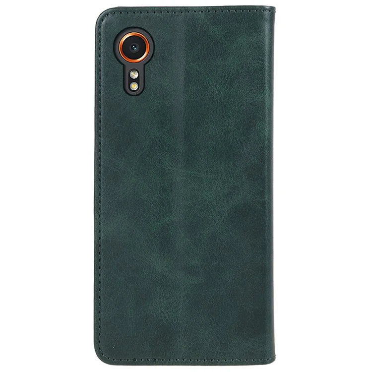 Per Samsung Galaxy Xcover7 Case Stand Strong Magnetic Leather Phone Cover - Verde